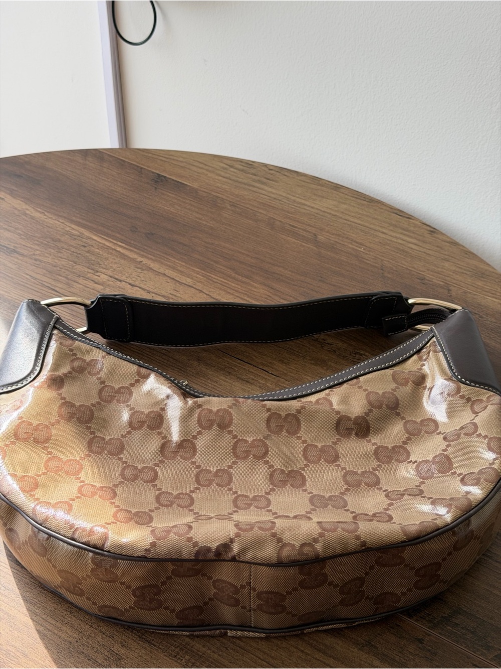 Guicci GG crystal monogram coaster canvas hobo bag